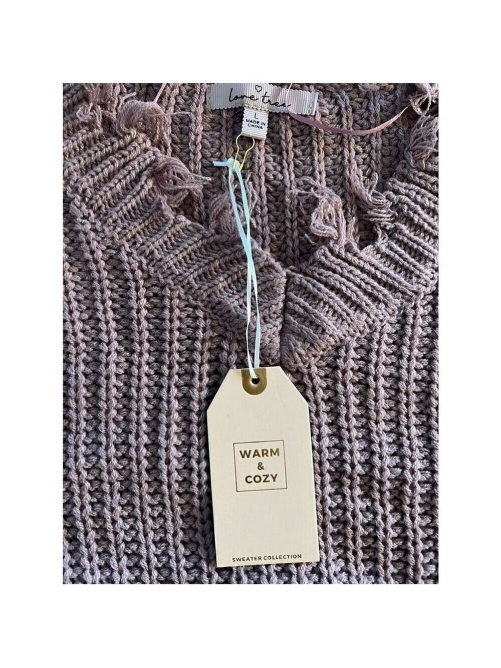 Love Tree Distressed Crop VNeck Sweater (Lg) - Picture 4 of 6